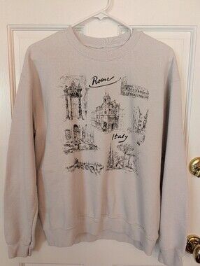 PacSun Golden Hour beige Rome Italy Graphic Crewneck Sweatshirt Size XS / S